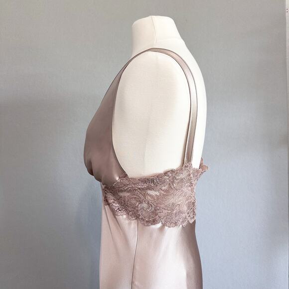 Christine Vancouver 100% Silk Long Nightgown With Lace Insets Sz Large - Picture 7 of 14